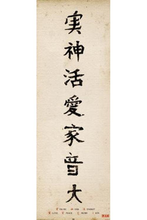 Signes Graphiques Chinois Poster de porte - Energie, Amour, Soleil... (158x53 cm)