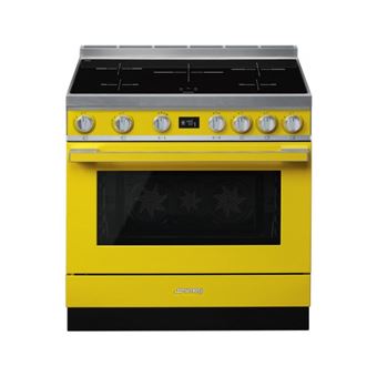 Smeg Portofino CPF9IPYW - Cuisinière - pose libre - largeur : 90 cm - profondeur : 60 cm - hauteur : 91.8 cm - avec système auto-nettoyant - classe A+ - jaune