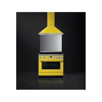 Smeg Portofino CPF9IPYW - Cuisinière - pose libre - largeur : 90 cm - profondeur : 60 cm - hauteur : 91.8 cm - avec système auto-nettoyant - classe A+ - jaune