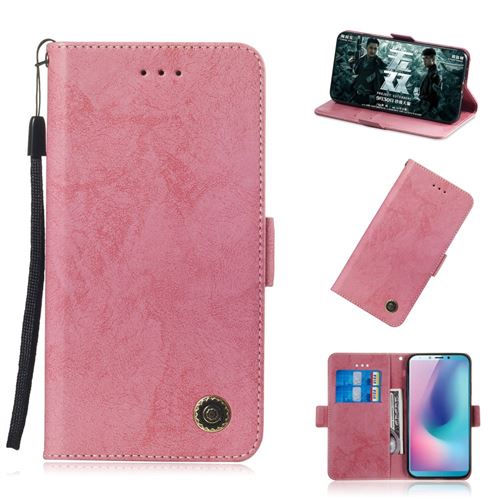 Etui en PU style rétro rose pour votre Samsung Galaxy A6s