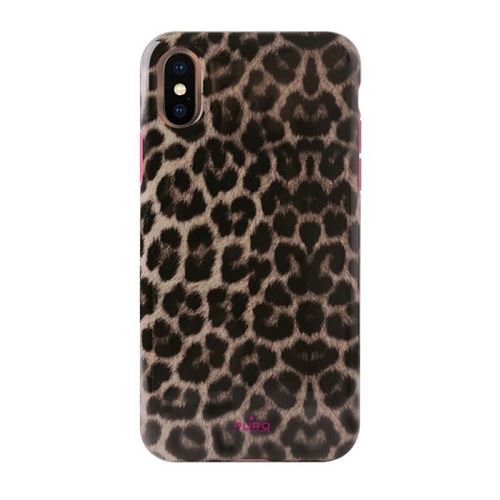 Coque iPhone X / iPhone XS Puro Leopard - Rose / Léopard
