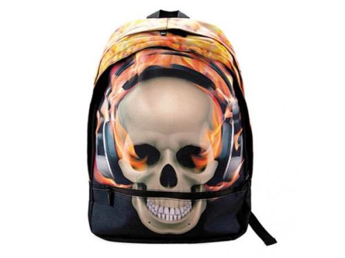 Bagguay - Sac à dos - 2 fermetures éclair flames skull