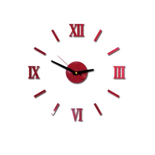 Nombres 3D Diy Romain Mur Acrylique Miroir Autocollant Horloge Décoration Intérieure Stickers Mural Rouge PL611
