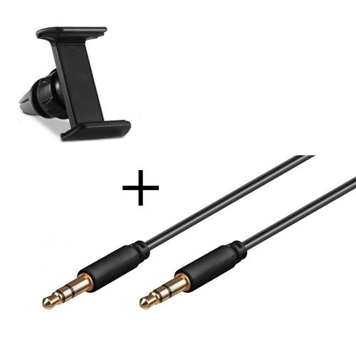 Pack Voiture pour ASUS ZenFone Live Smartphone (Support Voiture Reglable + Cable Double Jack Musique) Universel