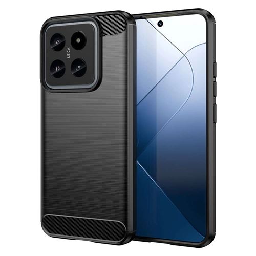 Coque pour Xiaomi 14 5G - housse etui silicone gel carbone + verre trempe - NOIR - htdmobiles