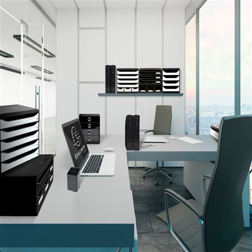 Exacompta Set de tiroirs de bureau Small-Box Black 3 tiroirs Brillant