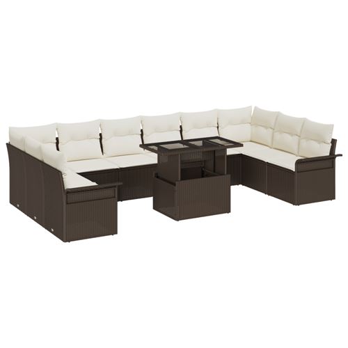 vidaXL Gartensofa-set 11 stk. Braun Poly Rattan