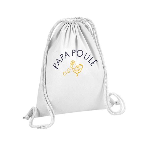 Fabulous Sac de Gym en Coton Blanc Papa Famille Poule 12 Litres