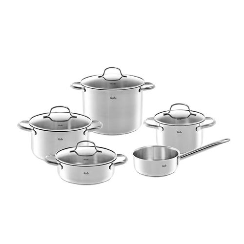 Fissler Topf-Set "San Francisco" Set, Bratentopf 20 cm, je 1 Kochtopf 16/20/24 cm, Stielkasserolle 16 cm, 9 Stk. tlg. Edelstahl 18/10