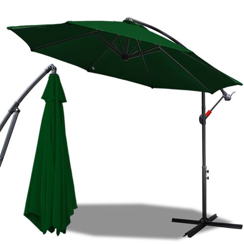 Ø300cm Parasol LED Solaire Marché Parapluie Cantilever Parapluie de jardin Parapluie,vert