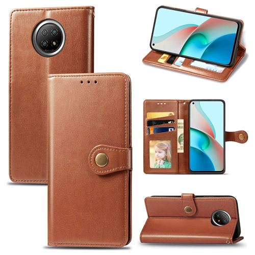 MPFRANCE Housse pour Xiaomi Redmi Note 9T Marron [Porte Carte, etui portefeuille, boucle]