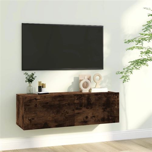 VIDAXL - Meuble TV mural - Chêne fumé - 100x30x30 cm - Image 2