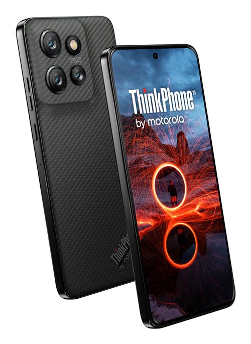 Motorola ThinkPhone 25 - 5G smartphone - double SIM - RAM 8 Go / Mémoire interne 256 Go - écran pOLED - 6.36 - 2670 x 1220 pixels (120 Hz) - 3 x caméras arrière 50 MP, 13 MP, 10 MP - front camera 32 MP - noir de charbon