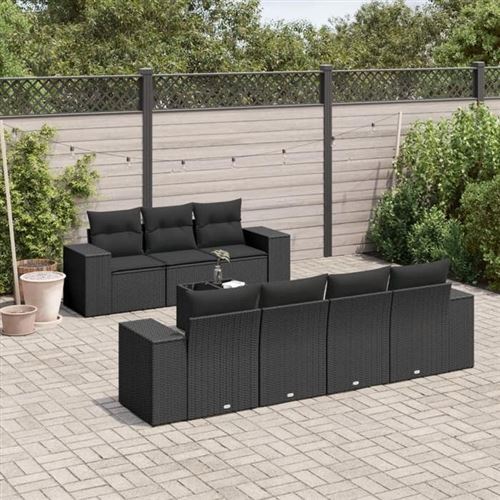 Salon de jardin modulable vidaxl resine tressee 8 pieces 2 personnes 62 x 55 x 69 cm noir