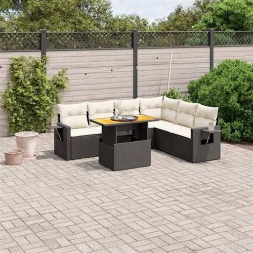 Vidaxl Noir Salon De Jardin - Résine Tressée - 7 Pcs - Image 3