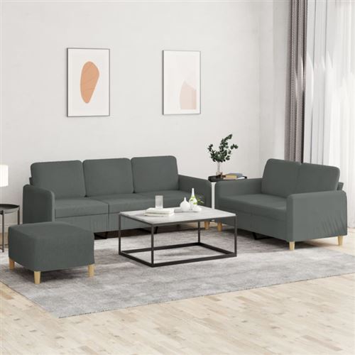 Non Communiqué Gris Foncé Ensemble De Canapés 3 Pcs Avec Coussins Tissu