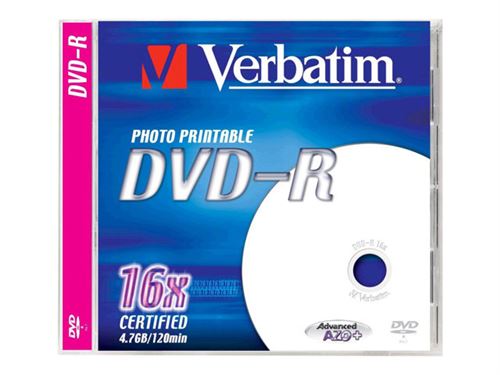 Verbatim - DVD-R - 4.7 Go 16x - surface imprimable avec photo - boîtier CD