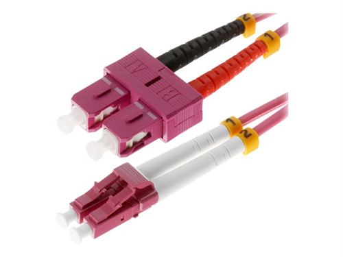 Helos - Cordon de raccordement - LC multi-mode (M) pour SC multi-mode (M) - 1 m - fibre optique - duplex - 50 / 125 microns - OM4 - violet