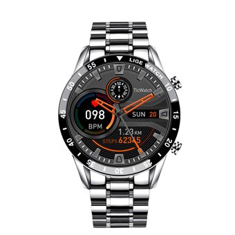 Smartbluetooth bracelet en acier LIGE noir résistant à l’eau météo sports glucose - 1
