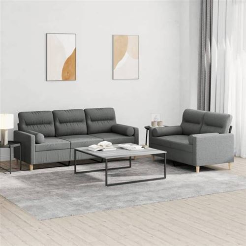 Non Communiqué Gris Vidaxl Ensemble De Canapés Avec Coussins 2 Pcs, Canapés Avec Accoudoirs, Ensemble De Meubles, Mobilier De Salon, Moderne, 3201617