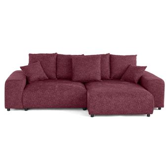 Spice - canapé d'angle réversible 4 places convertible avec coffre en tissu moucheté - Prune - 1