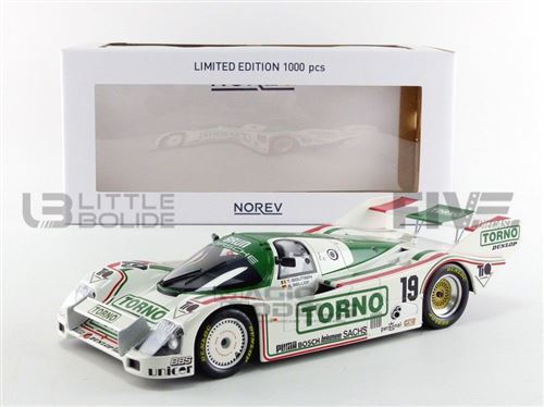 Voiture Miniature de Collection NOREV 1-18 - PORSCHE 962 C - 1000 km du Mugello 1985 - Blanc / Green / Rouge - 187406