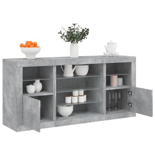 Non Communiqué Gris Vidaxl Buffet Avec Lumières Led, Armoire Avec Porte, Meuble De Rangement, Organisateur De Salon Entrée Salle De Séjour, 3209089