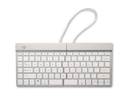 R-Go Clavier Ergonomique Split break - Clavier - avec indicateur de rupture intégré - sans fil - Bluetooth 5.0 - QWERTY - US - blanc