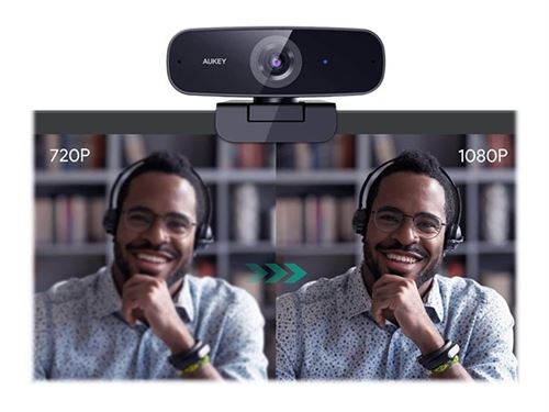 Aukey PC-W3 - Webcam - couleur - 2 MP - 1920 x 1080 - 1080p - Focale fixe - audio - USB