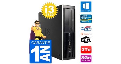 Pc hp compaq 6200 pro sff intel i3-2120 ram 8go disque dur 2to windows 10 wifi