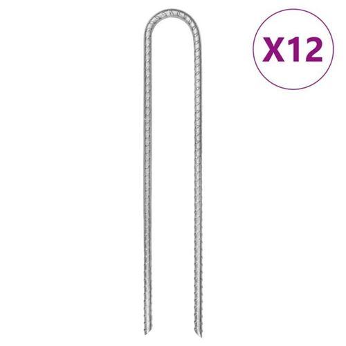 vidaXL Piquets de tente 12 pcs en forme de U 30cm Ø7mm acier galvanisé4009346