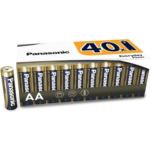 PANASONIC Pack 40 Piles Alcalines Everyday Power SILVER Batterie AA 1,5V