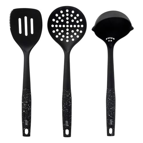 Non Communiqué Noir Five Simply Smart - Lot De 3 Ustensiles De Cuisine "Caractère" 33Cm
