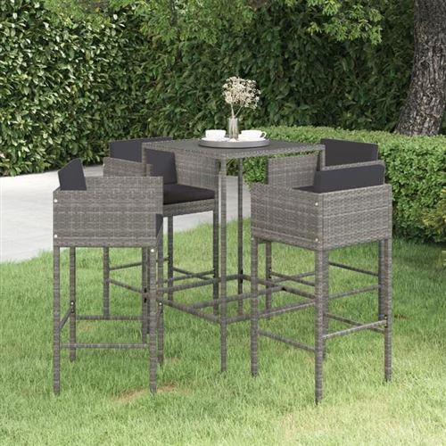 Non Communiqué Gris Vidaxl Ensemble De Bar De Jardin 5 Pcs Et Coussins Meubles D'extérieur Table Et Chaises De Patio Salon De Jardin Terrasse 3094791