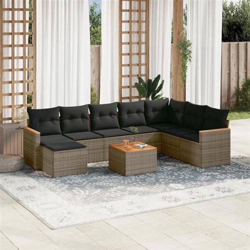 VIDAXL - Salon de jardin - 9 pièces - Gris - Image 2