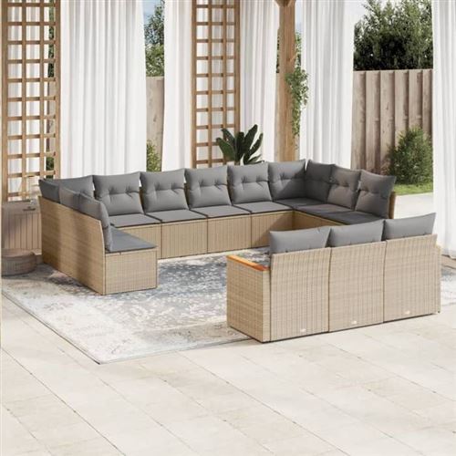 Non Communiqué Beige Vidaxl Salon De Jardin Avec Coussins 10 Pcs, Canapés De Terrasse, Ensemble De Meubles De Patio, Mobilier D'extérieur, Noir 3258506