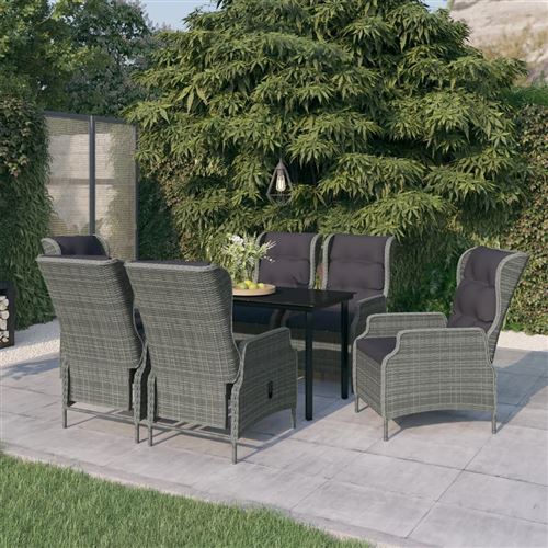 Non Communiqué Gris Vidaxl Ensemble De Salle À Manger De Jardin 7 Pcs Clair