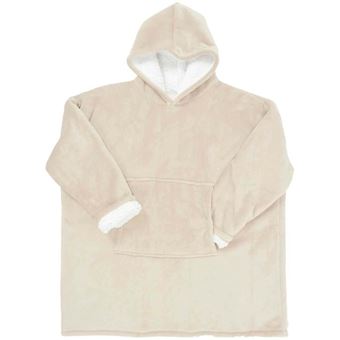 Sweat à capuche avec fermeture intérieur en sherpa Beige - 1
