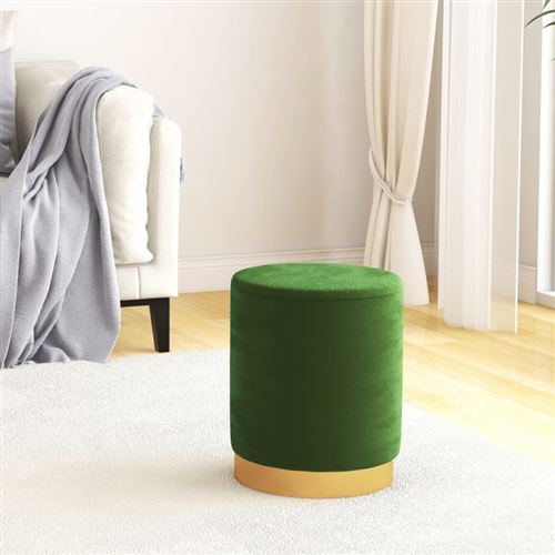 Non Communiqué Vert Tabouret De Rangement Rond Velours