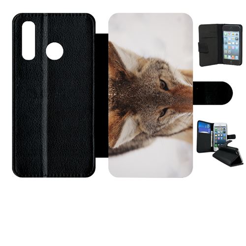 Etui My-Kase pour P30 lite - tete de loup - Simili-cuir Noir