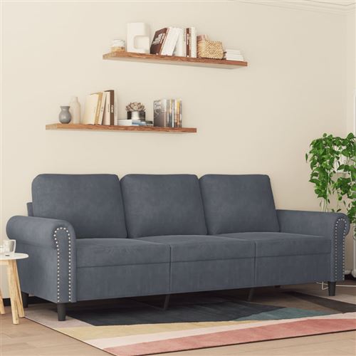 Non Communiqué Gris Foncé Vidaxl Canapé À 3 Places 180 Cm Velours