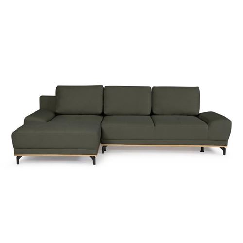 Canape dangle convertible gauche 4 places - Tissu Campsay vert - L 283 x P 164 x H 73 cm - MINIMAX