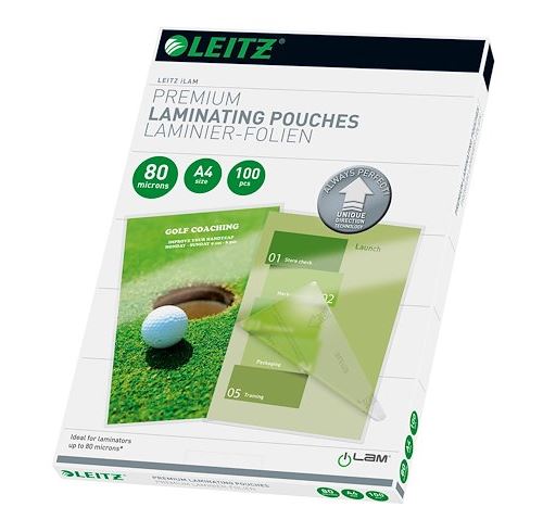 Boîte de 100 pochettes de plastification Leitz A4 80 microns - Incolore