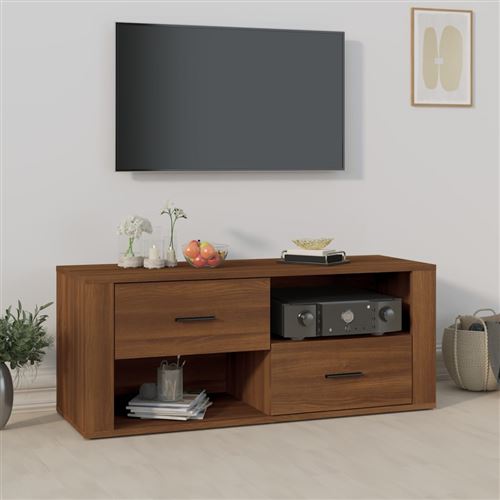 vidaXL Meuble TV Chêne marron 100x35x40 cm Bois d'ingénierie823106