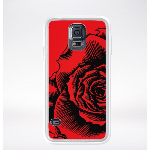 Coque Fleur Fond Fond Rouge Compatible Samsung Galaxy S5 Transparent