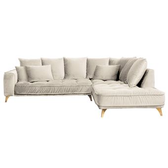 Canapé angle droit Altamo en tissu beige - 4 places - 1