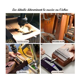 Dilwe Piano à pouce Instrument Kalimba en Acajou pour Piano à 17 Touches  avec Marteau D'accordage et Manuel instruments kalimba