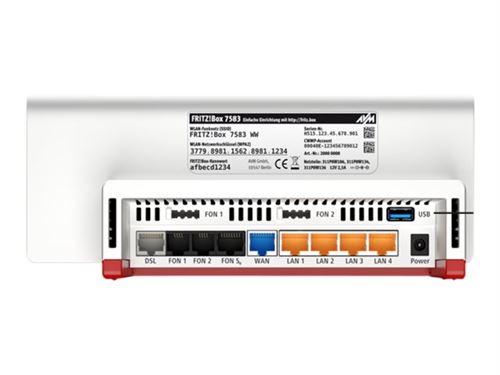 AVM FRITZ!Box 7583 - Routeur sans fil - modem ADSL - commutateur 4 ports - GigE - ports WAN : 2 - 802.11a/b/g/n/ac - Bi-bande - adaptateur de téléphone VoIP (DECT)