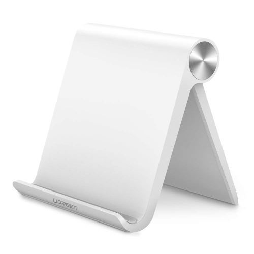 Support Tablette Téléphone Bureau Réglable et Pliable Support Dock Compatible avec iPhone , iPad (Blanc)