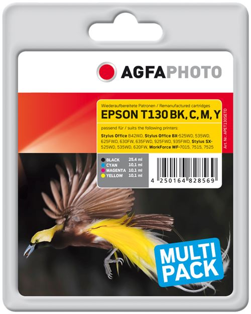 Compatible Avec Epson T130 Agfa Photo Apet130setd Multipack Noir / Cyan / Magenta / Jaune